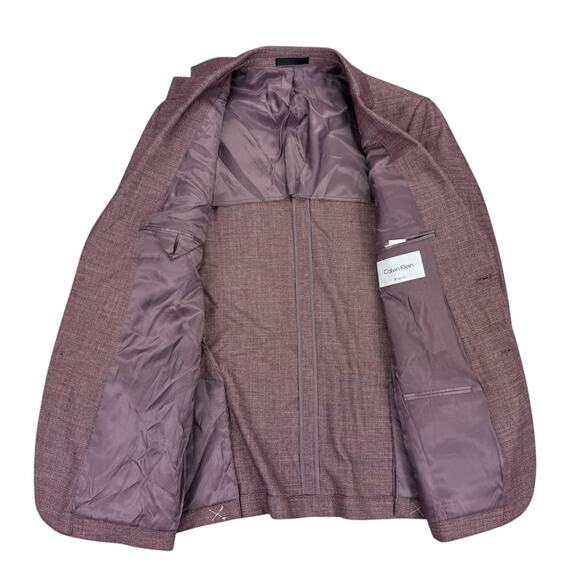 Calvin Klein Mens X Slim Fit Soft Solid Sport Coat Raspberry Red 38R - Picture 2 of 5